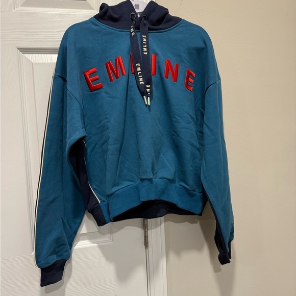 EMLINE Blue and Red Hoodie with red logo - Picture 1 of 6